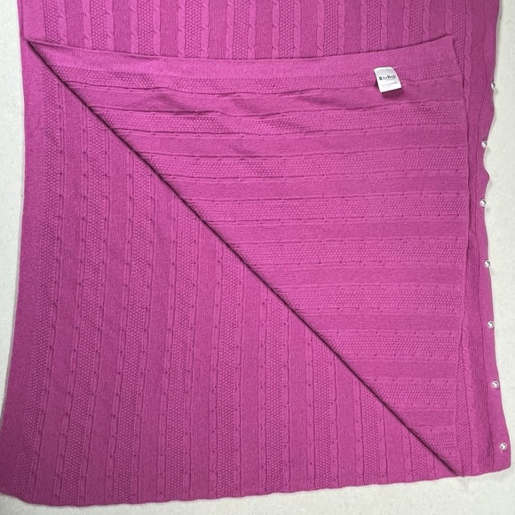 Cashmere Wool Blend Pink Scarf Pearl Accent Buttons Size 72" X 54" Cozy Soft - Picture 4 of 8